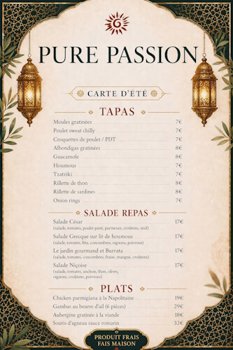 menu restaurant